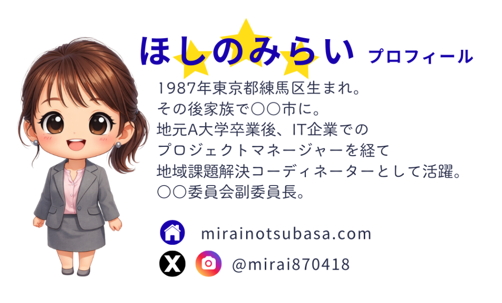 名刺 サンプル - ほしのみらい（裏面）