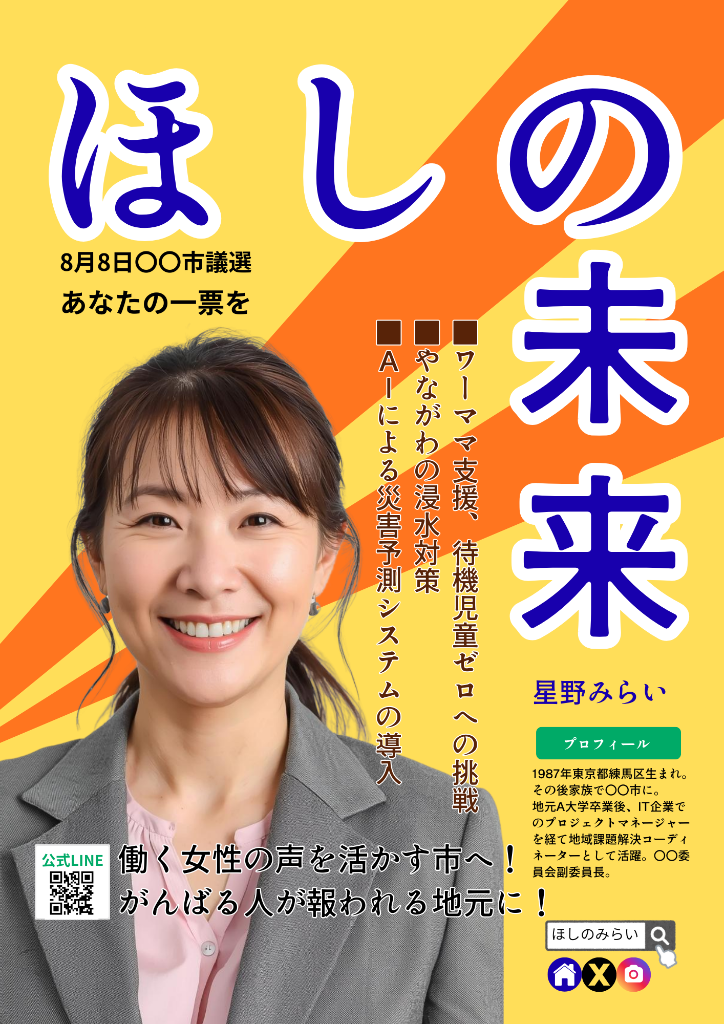 選挙ビラ サンプル（表面）- ほしのみらい