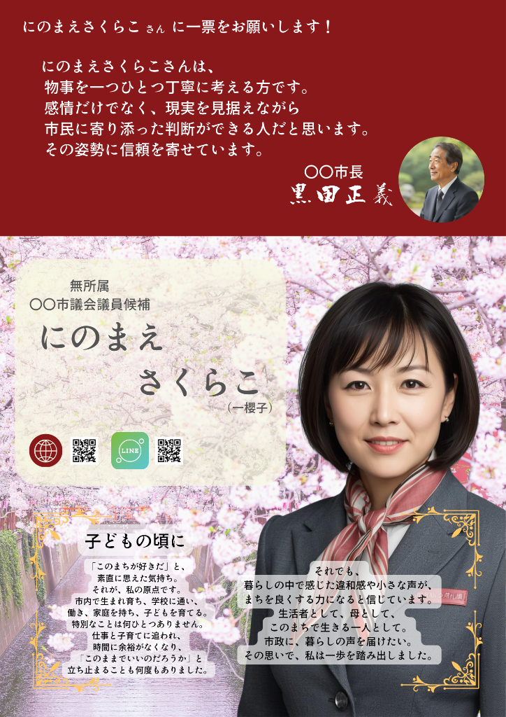 選挙ビラ サンプル（表面）- にのまえさくらこ